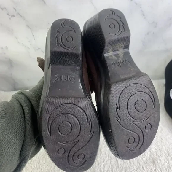 Sanita Womens Nyla Brown Leather Round Toe Wedge Heel Buckle Mary Jane Shoes 38 - Picture 7 of 16